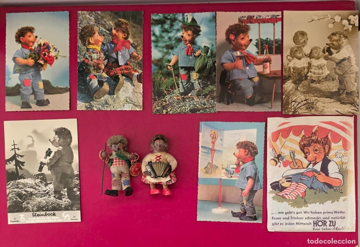 Sammeln: Mu&ntilde;ecos vintage Mecki &ndash; erizos artesanales austr&iacute;acos con postales cl&aacute;sicas