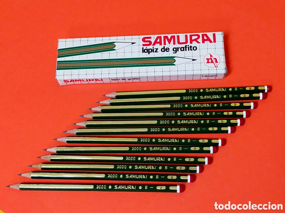 Coleccionismo: Caja l&aacute;pices grafito samurai a&ntilde;os 80 - Foto 4