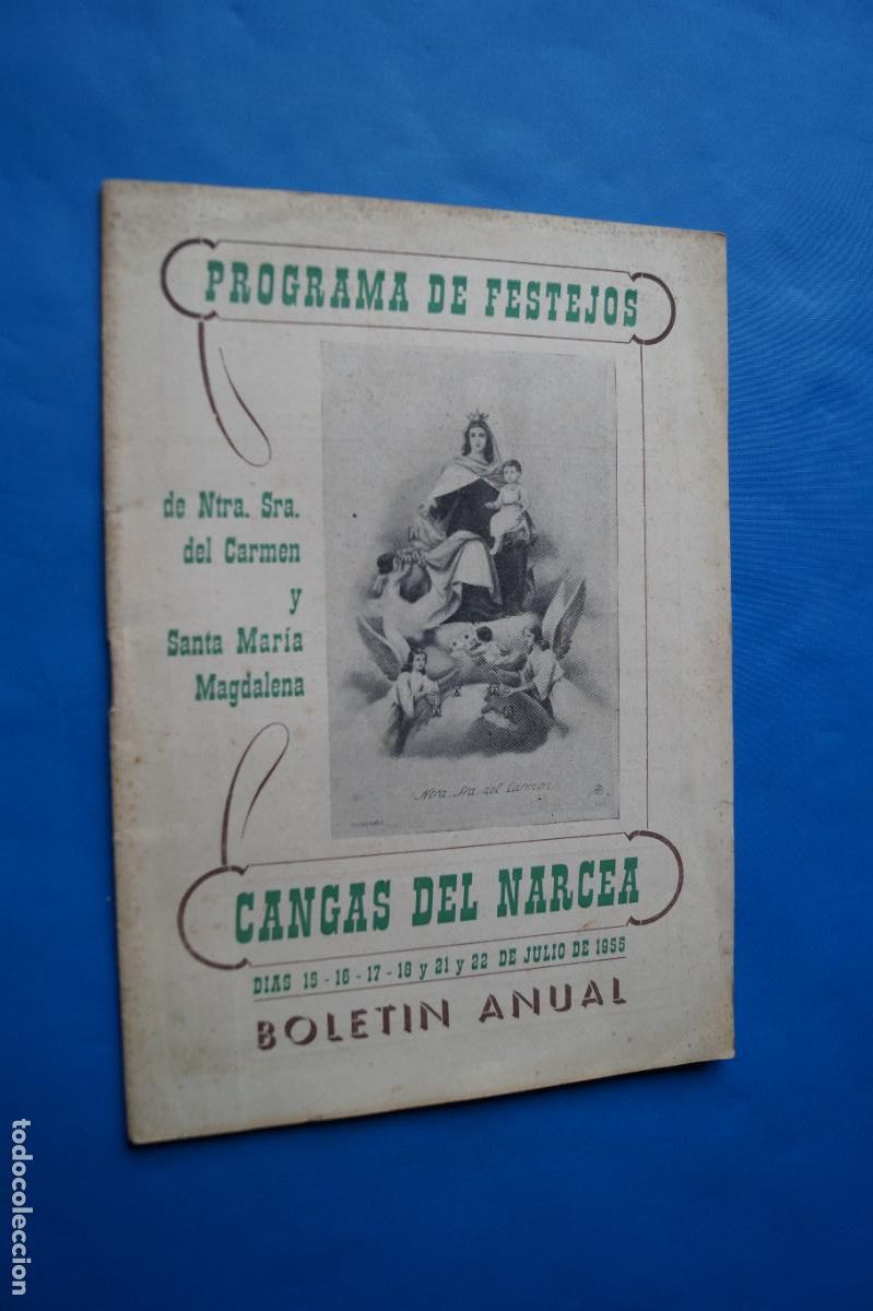 Coleccionismo: PROGRAMA DE FESTEJOS NUESTRA SE&Ntilde;ORA DEL CARMEN. CANGAS DEL NARCEA. 1955 - Foto 1