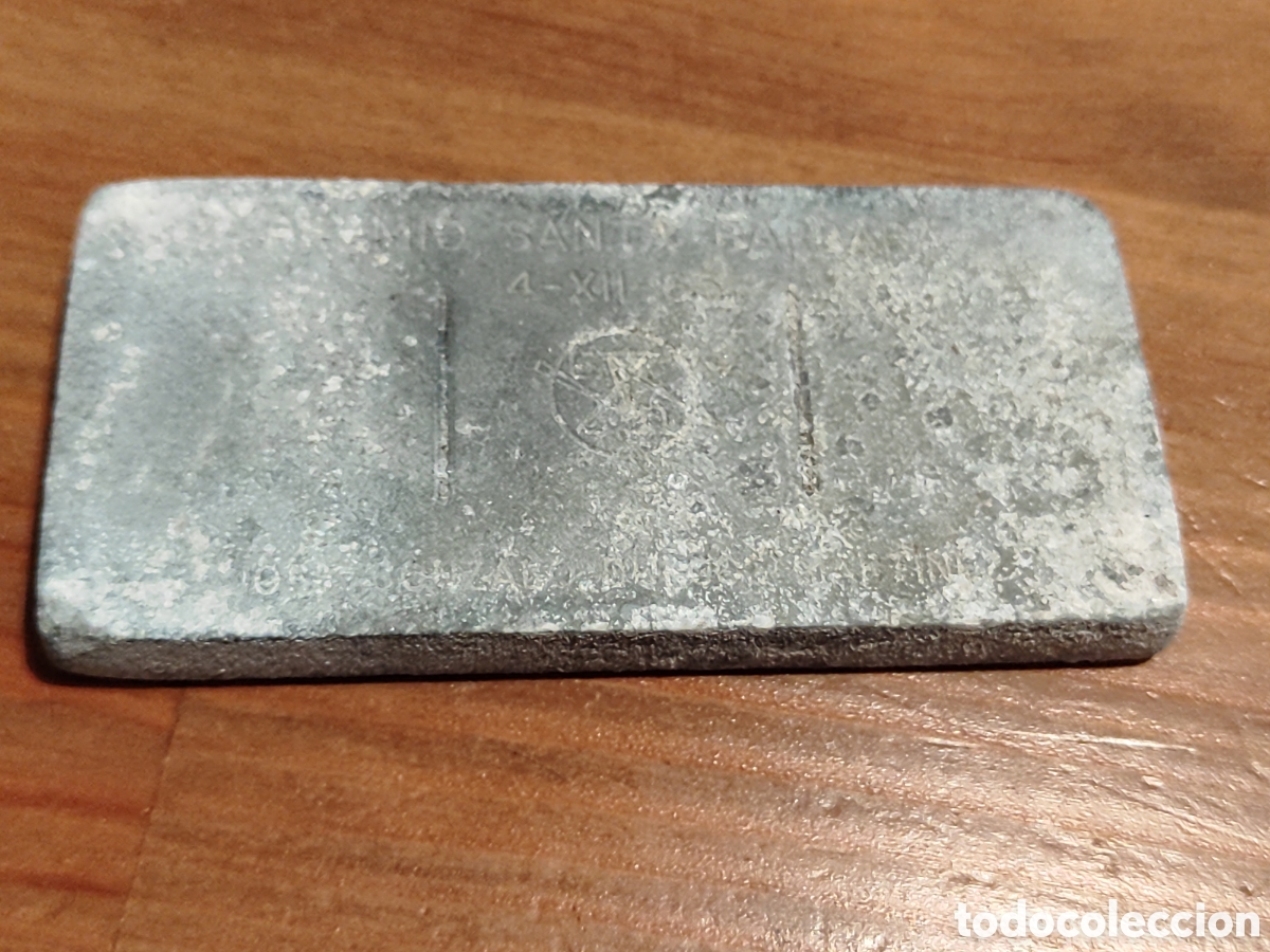 Coleccionismo: Lingote metal Santa B&aacute;rbara Cartagena EDZ