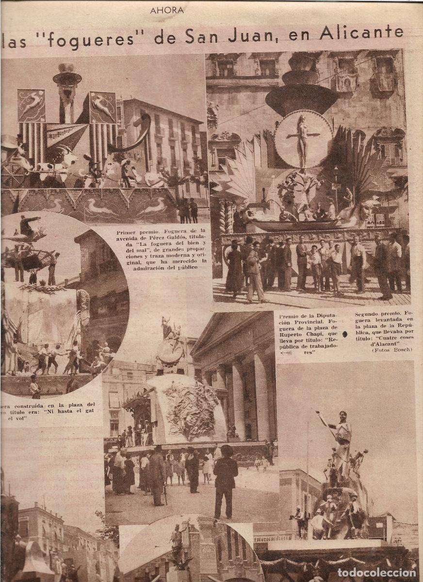 Collectionnisme: A&Ntilde;O 1932 RECORTE PRENSA ALICANTE FOGUERES DE SAN JUAN LAS BELLEZAS DEL FUEGO COCHE PREMIADO