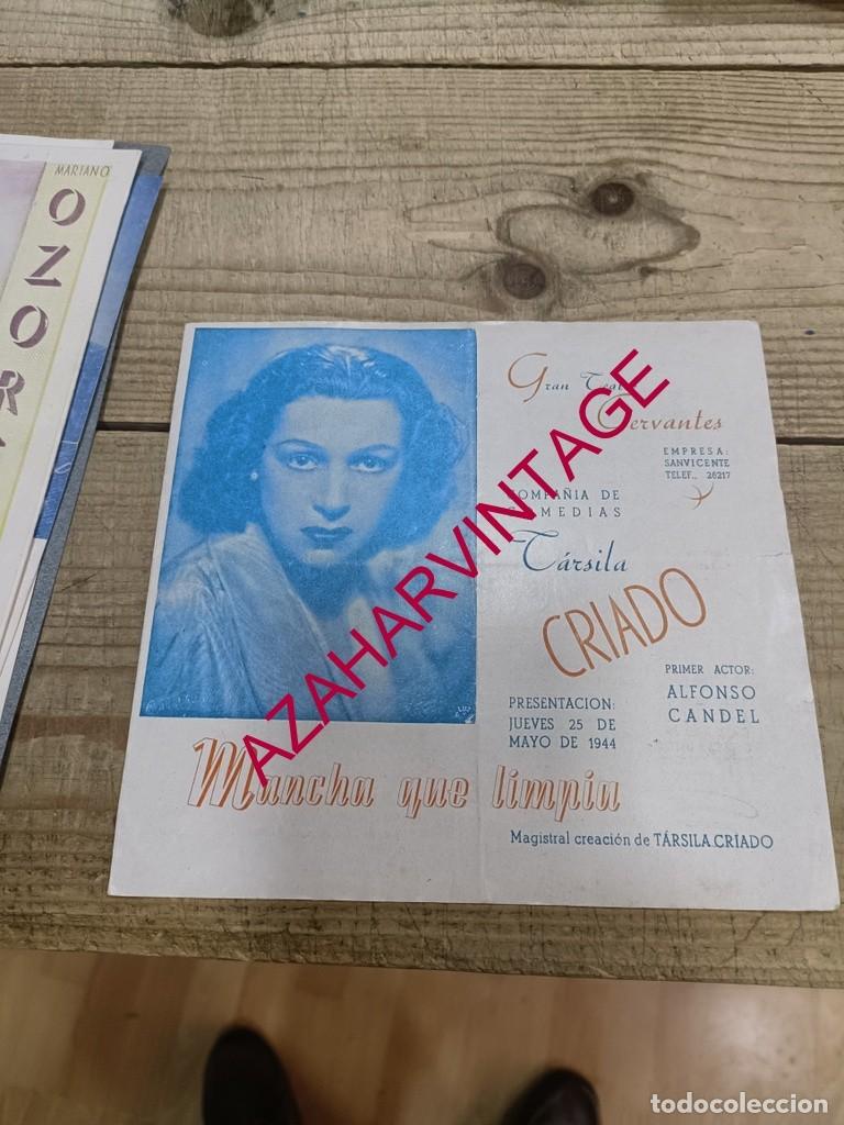 Coleccionismo: Programa Gran Teatro Cervantes, Sevilla, 1944 Compa&ntilde;&iacute;a de Comedias T&aacute;rsila Criado,Mancha que limpia