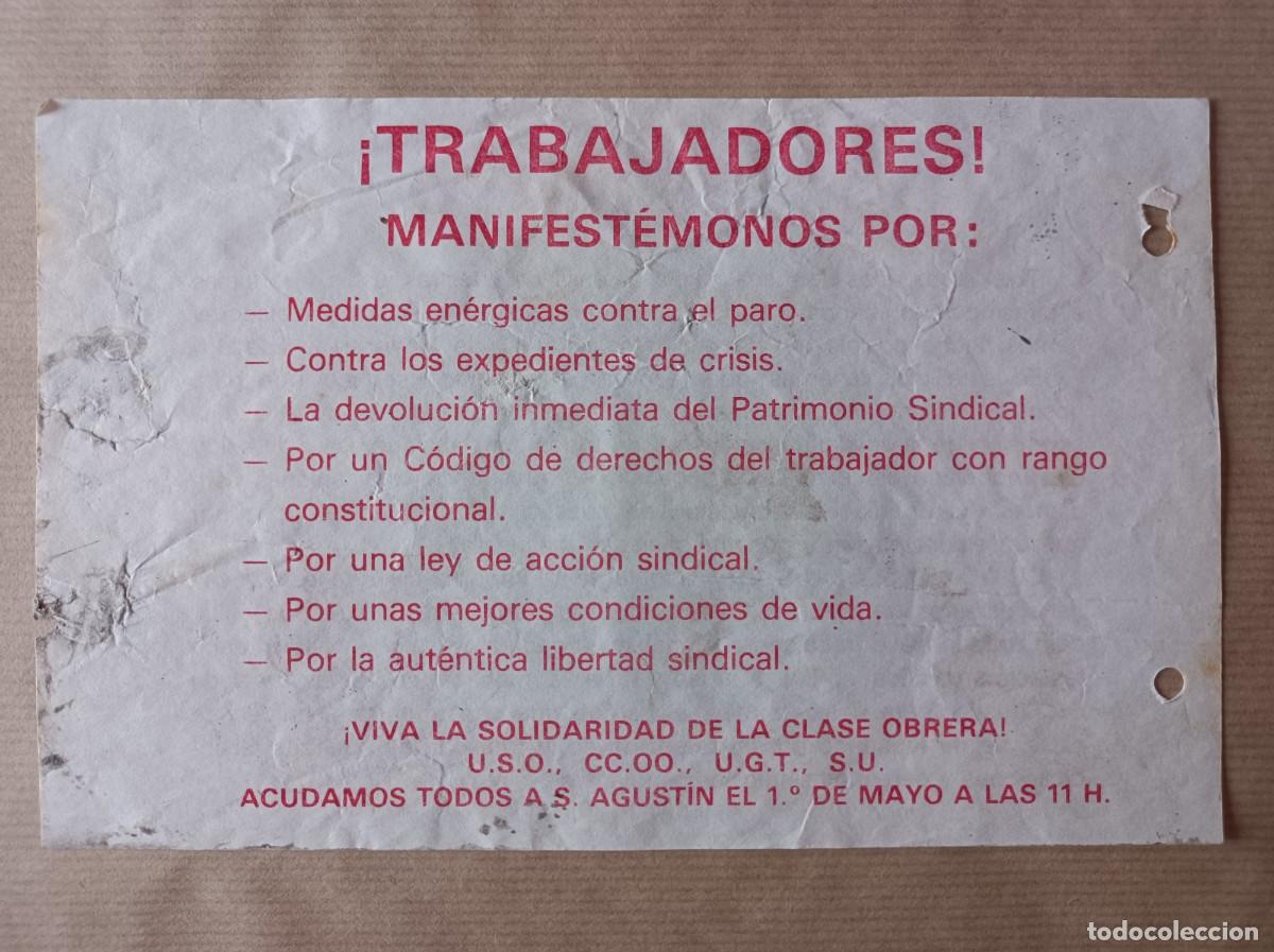 Coleccionismo: DOCUMENTO 1&ordm; DE MAYO SOLIDARIDAD DE LA CLASE OBRERA - &Eacute;POCA TRANSICI&Oacute;N