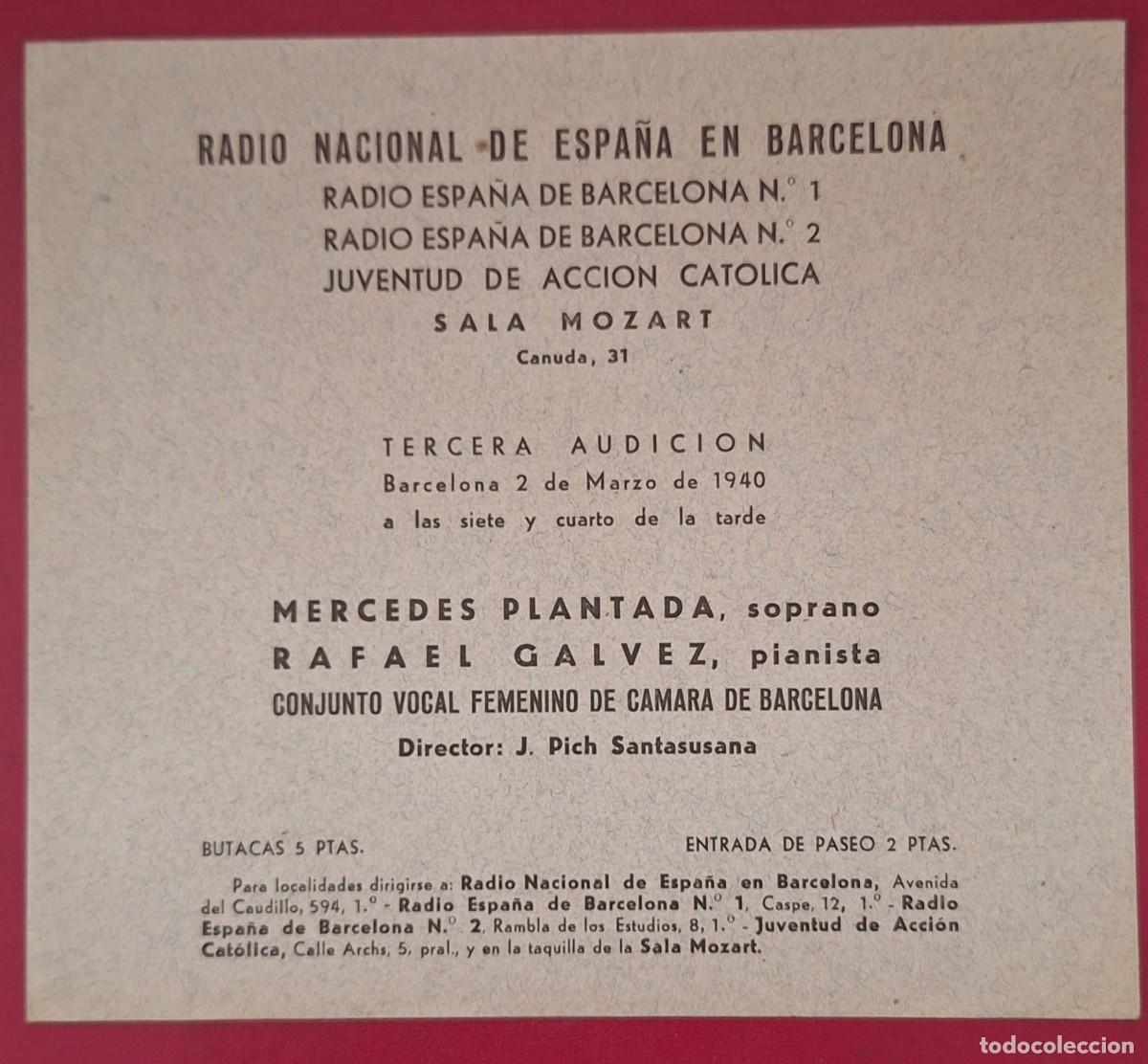 Coleccionismo: Programa musical &ndash; Mercedes Plantada (soprano) & Rafael G&aacute;lvez (piano) &ndash; Sala Mozart, Barcelona