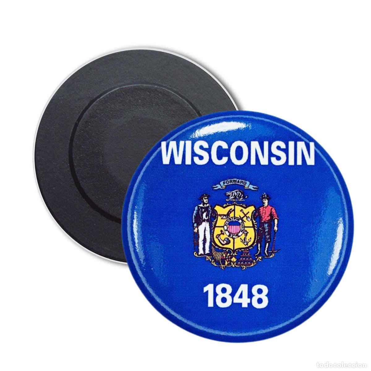 Colecionismo: Im&aacute;n Redondo - Bandera Estado Wisconsin - USA