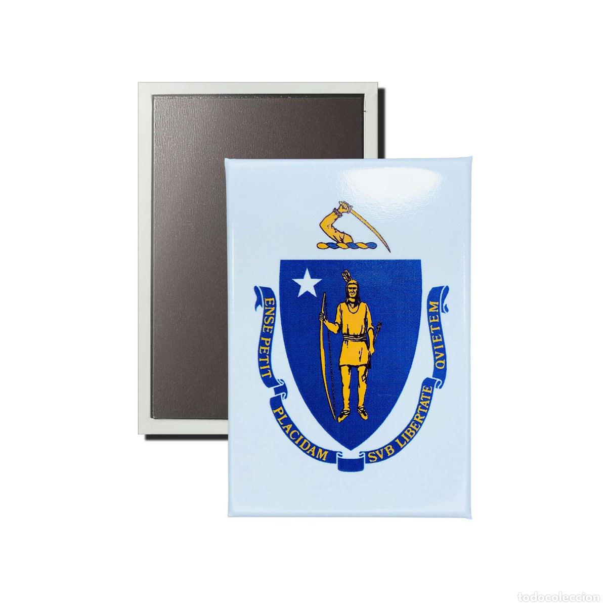 Colecionismo: Im&aacute;n Vertical - Bandera Estado Massachusetts - USA