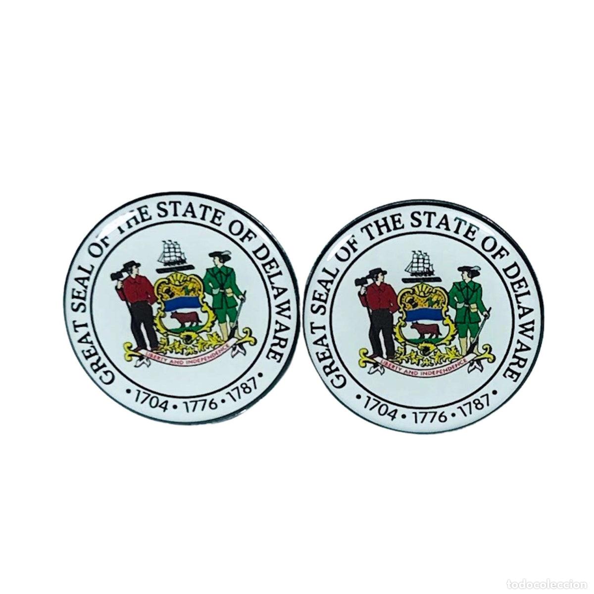 Colecionismo: Gemelos - Escudo Estado delaware - USA