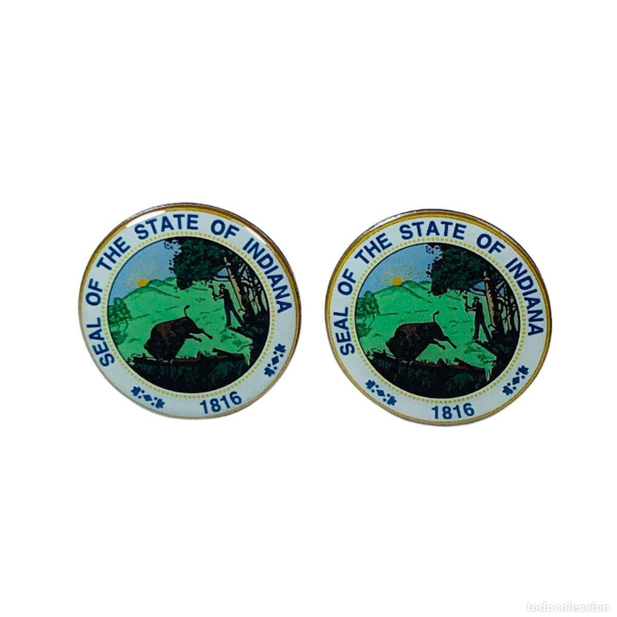 Colecionismo: Gemelos - Escudo Estado Indiana - USA