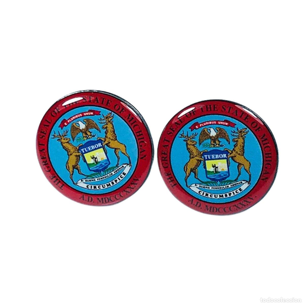 Coleccionismo: Gemelos - Escudo Estado Michigan - USA