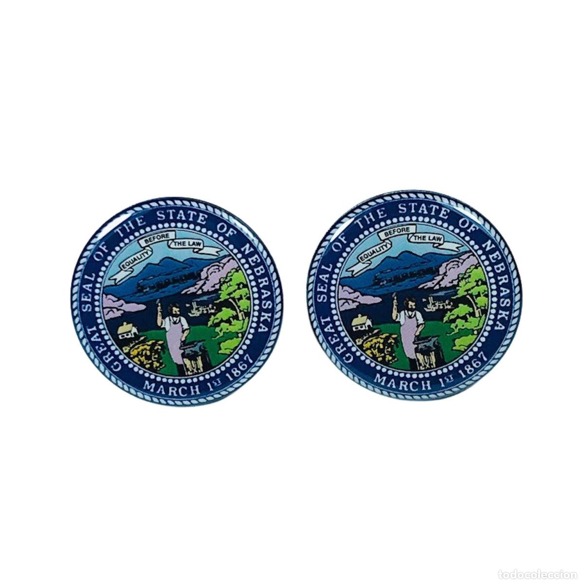 Coleccionismo: Gemelos - Escudo Estado Nebraska - USA
