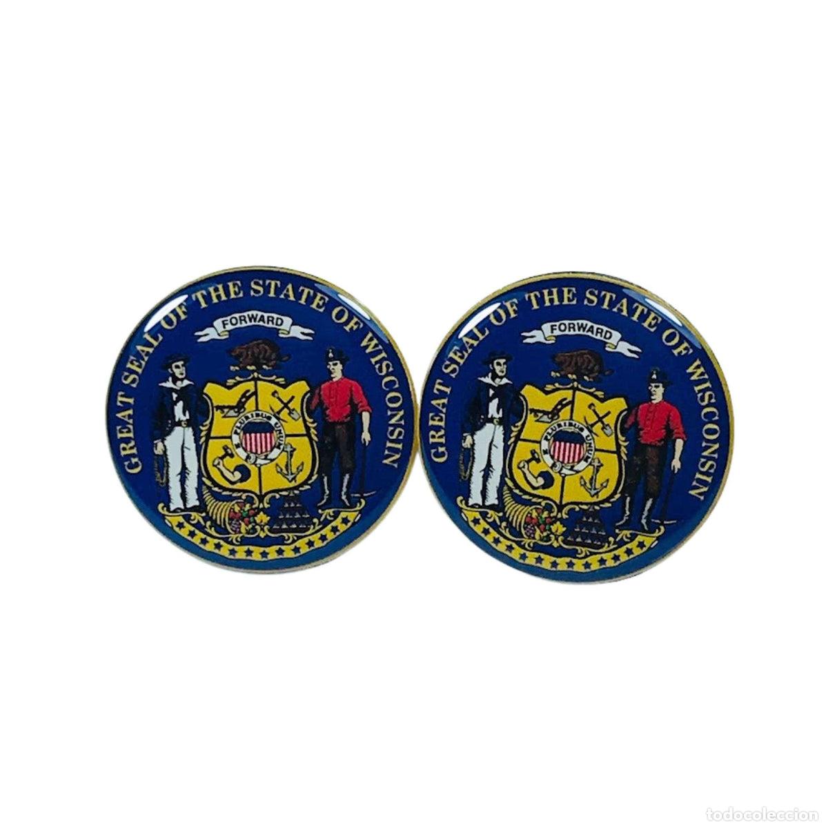 Coleccionismo: Gemelos - Escudo Estado Wisconsin - USA