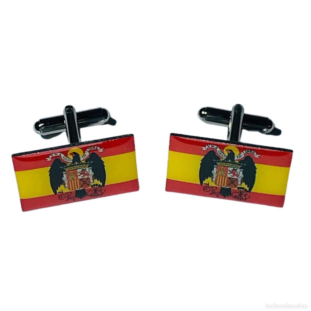 Coleccionismo: Gemelos - Bandera Espa&ntilde;ola Aguila de San Juan - Espa&ntilde;a