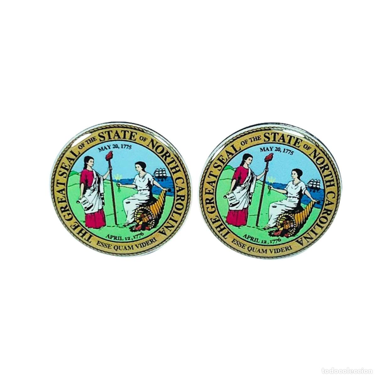 Coleccionismo: Gemelos - Escudo Estado North Carolina - USA
