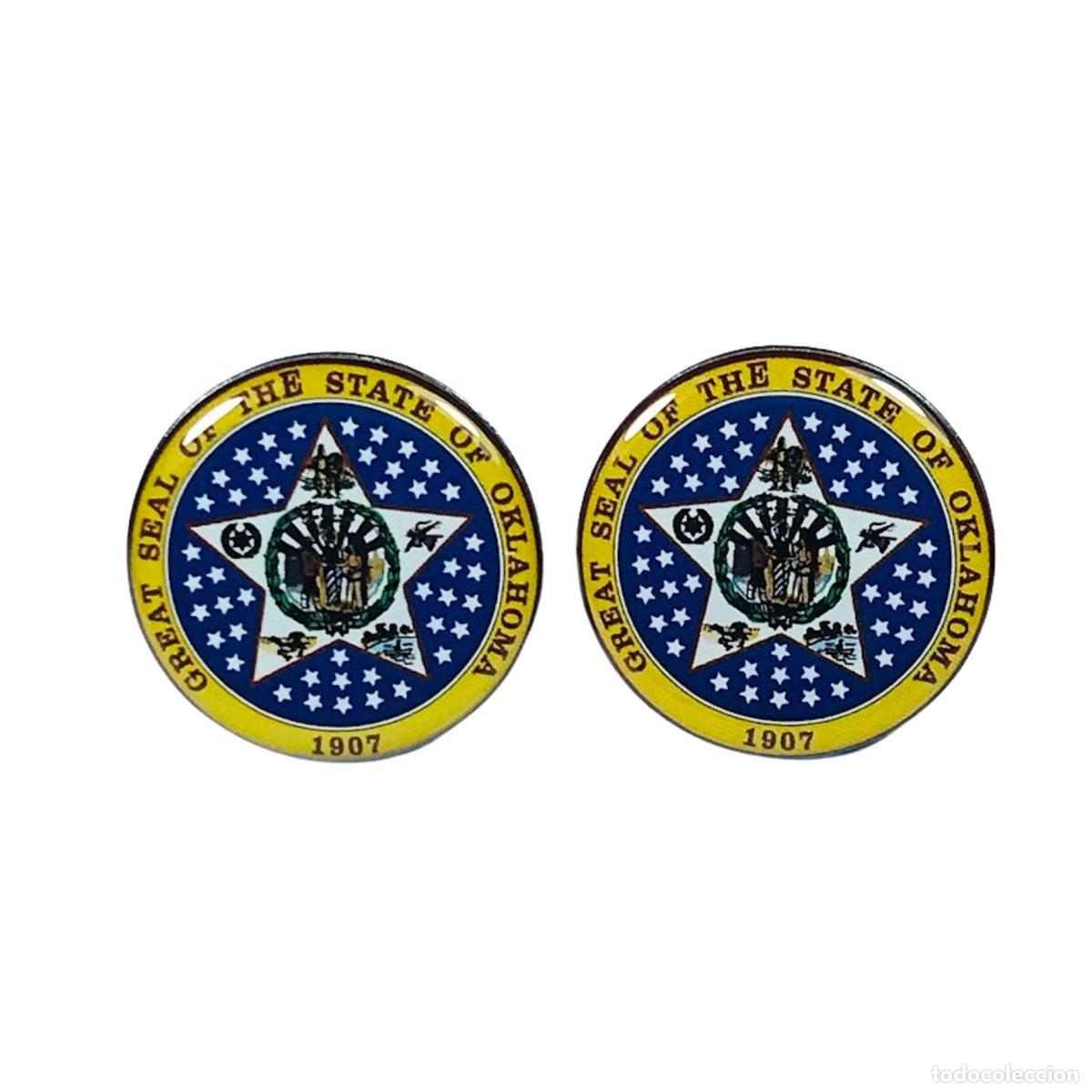 Coleccionismo: Gemelos - Escudo Estado Oklahoma - USA