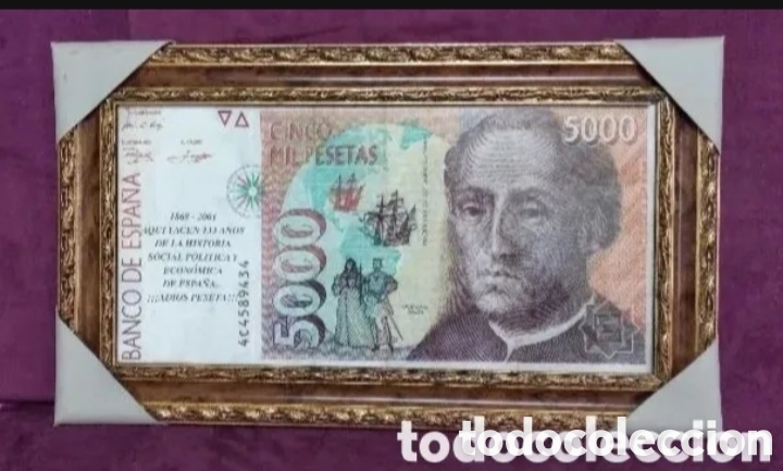 Coleccionismo: Billete enmarcado de 5000 - Foto 4
