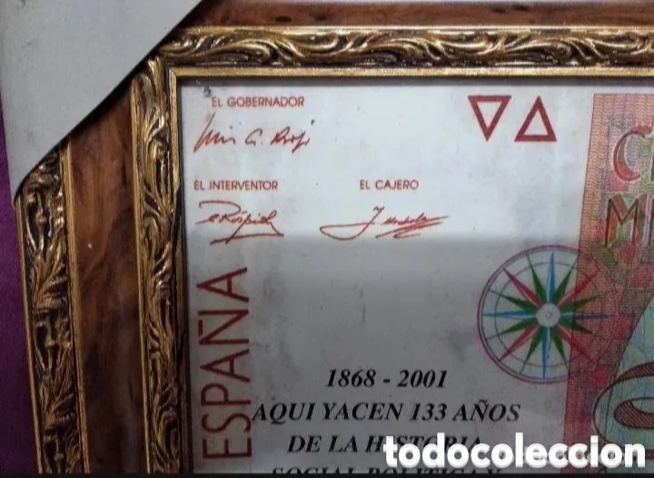 Coleccionismo: Billete enmarcado de 5000 - Foto 6