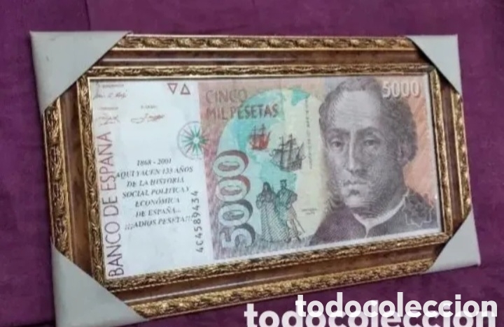 Coleccionismo: Billete enmarcado de 5000 - Foto 1