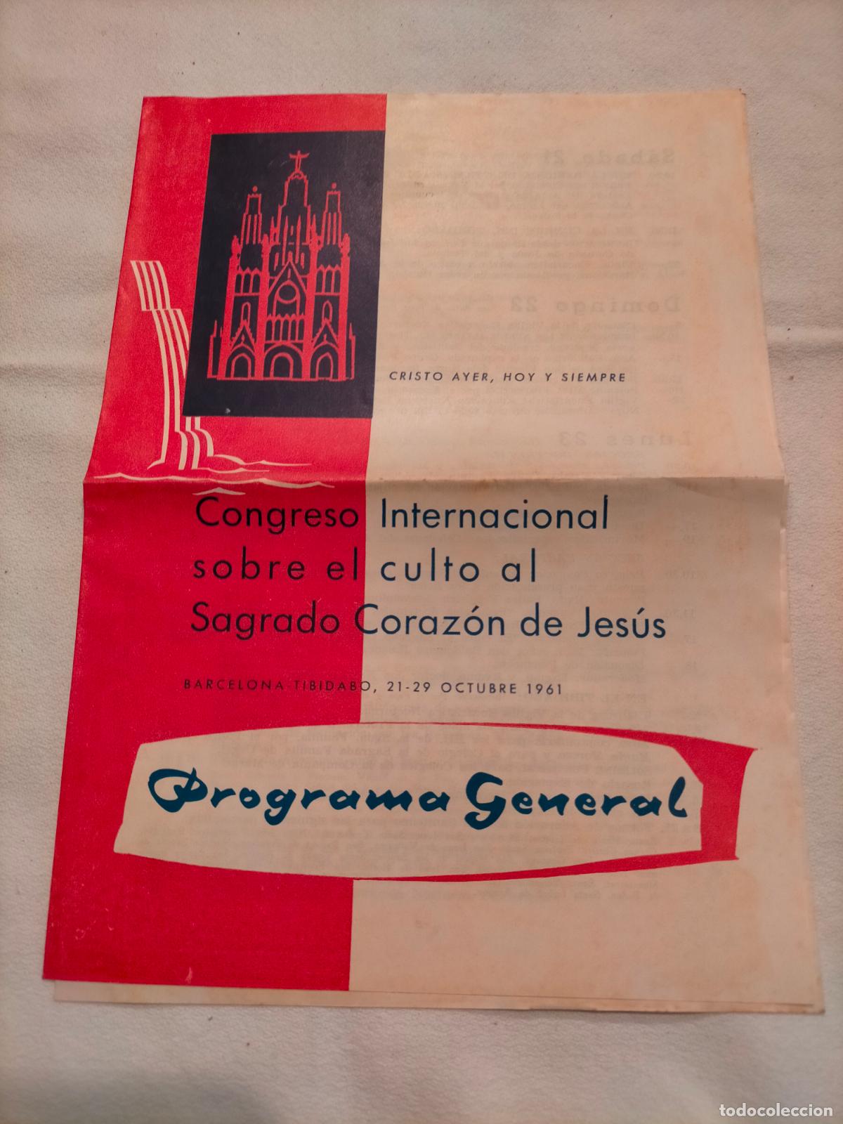 Coleccionismo: Programa general congreso internacional sobre el culto al sagrado coraz&oacute;n de Jes&uacute;s 1961