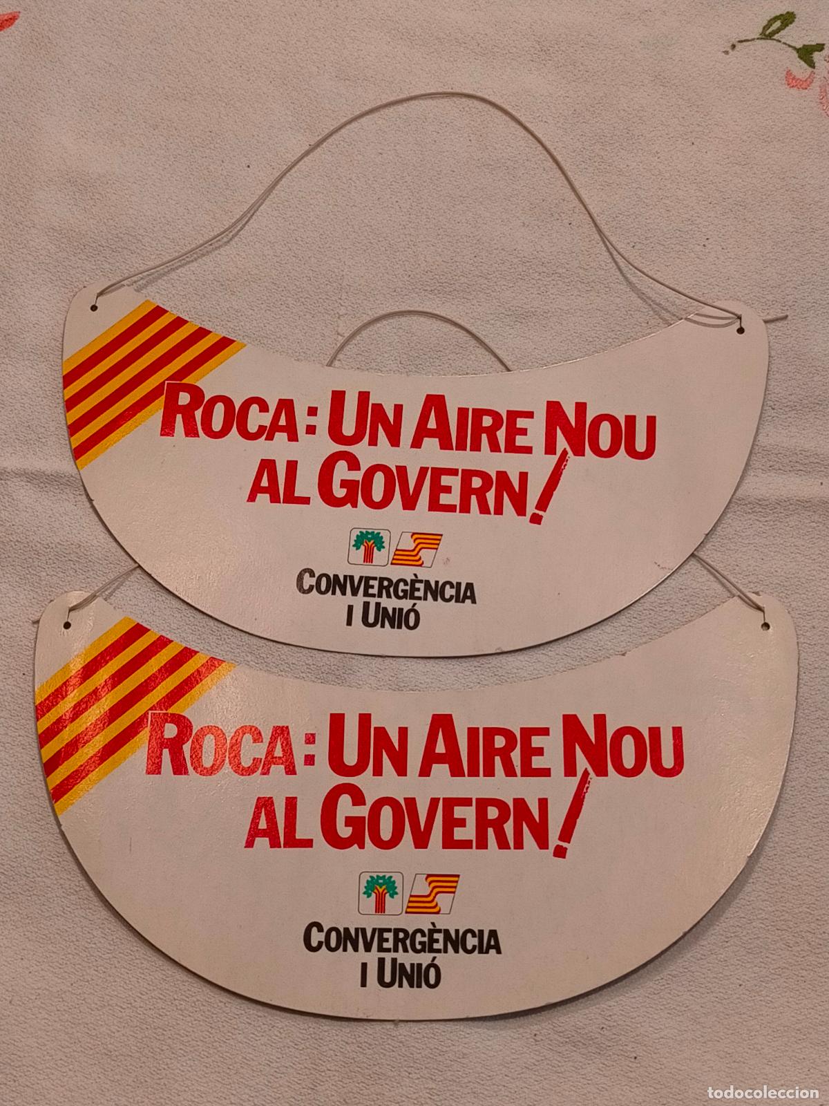 Coleccionismo: 2 unidades gorra de papel publicitaria Converg&egrave;ncia i Uni&oacute; Catalunya Roca Un Aire Nou al Govern Cat