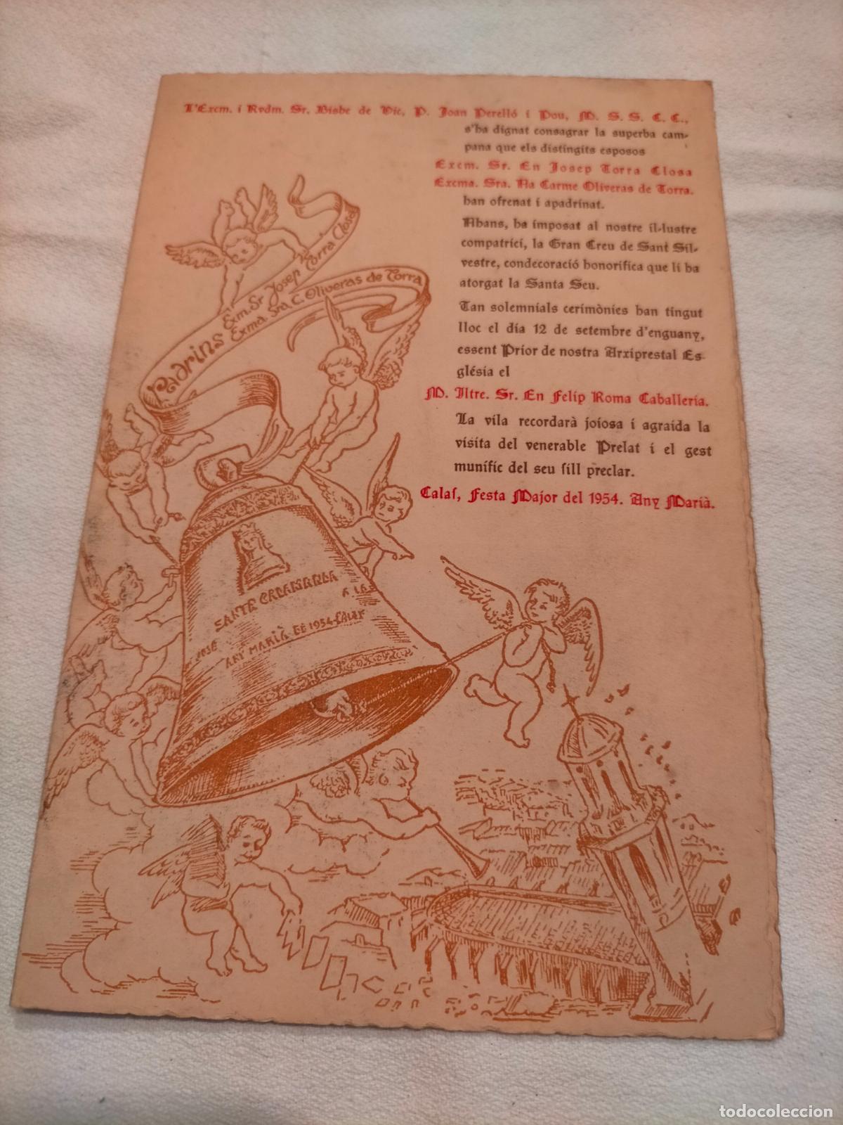 Coleccionismo: Consagraci&oacute; campana Torra Closa Oliveras de Torra apadrinat Santa Seu Calaf festa major 1954