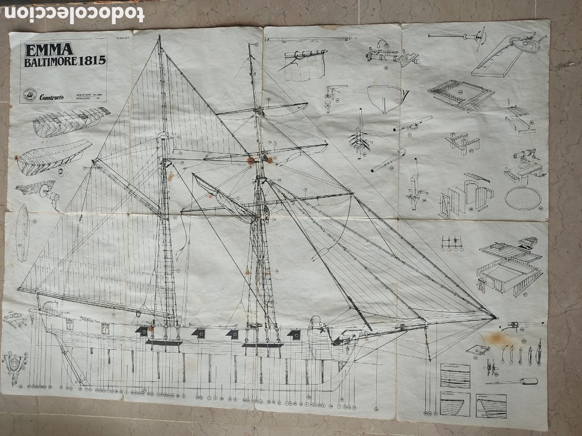 Coleccionismo: INSTRUCCIONES DE MONTAJE Y PLANOS VELERO EMMA BALTIMORE 1815 - CONSTRUCTO