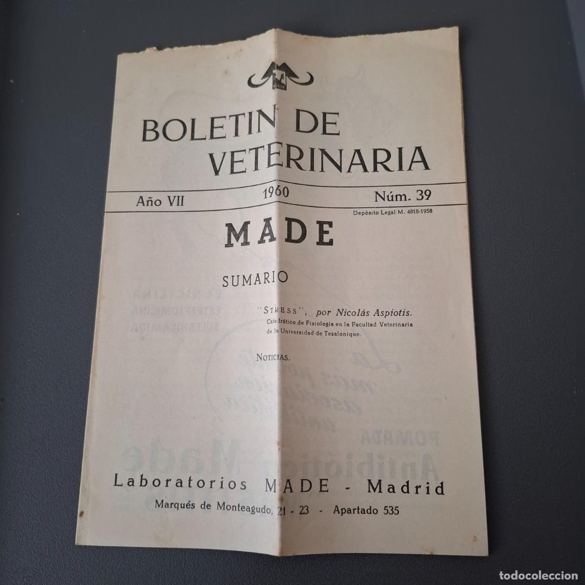 Coleccionismo: Made - boletin de veterinaria - 1960