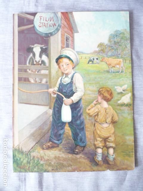 Coleccionismo: NI&Ntilde;O EN VAQUERIA LAMINA CROMOLITOGRAFICA A&Ntilde;OS 30 PARA PUBLICIDAD 22 X 30 CM