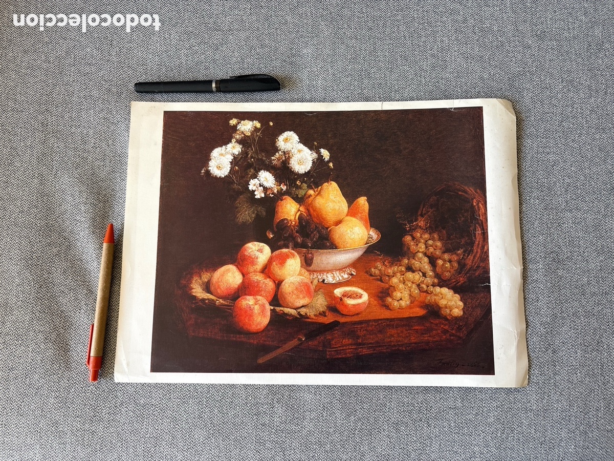 Coleccionismo: L&aacute;mina Bodeg&oacute;n Flores y frutas Henri Fantin-Latour. 26 x 36 cm. Pinacoteca Salvat. ASM