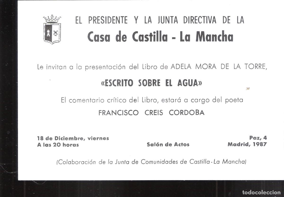 Collectionnisme: Adekla Mora de la Torre.Escrito sobre el agua. Francisco Creis de C&oacute;rdoba. Casa de Catilla-La Mancha