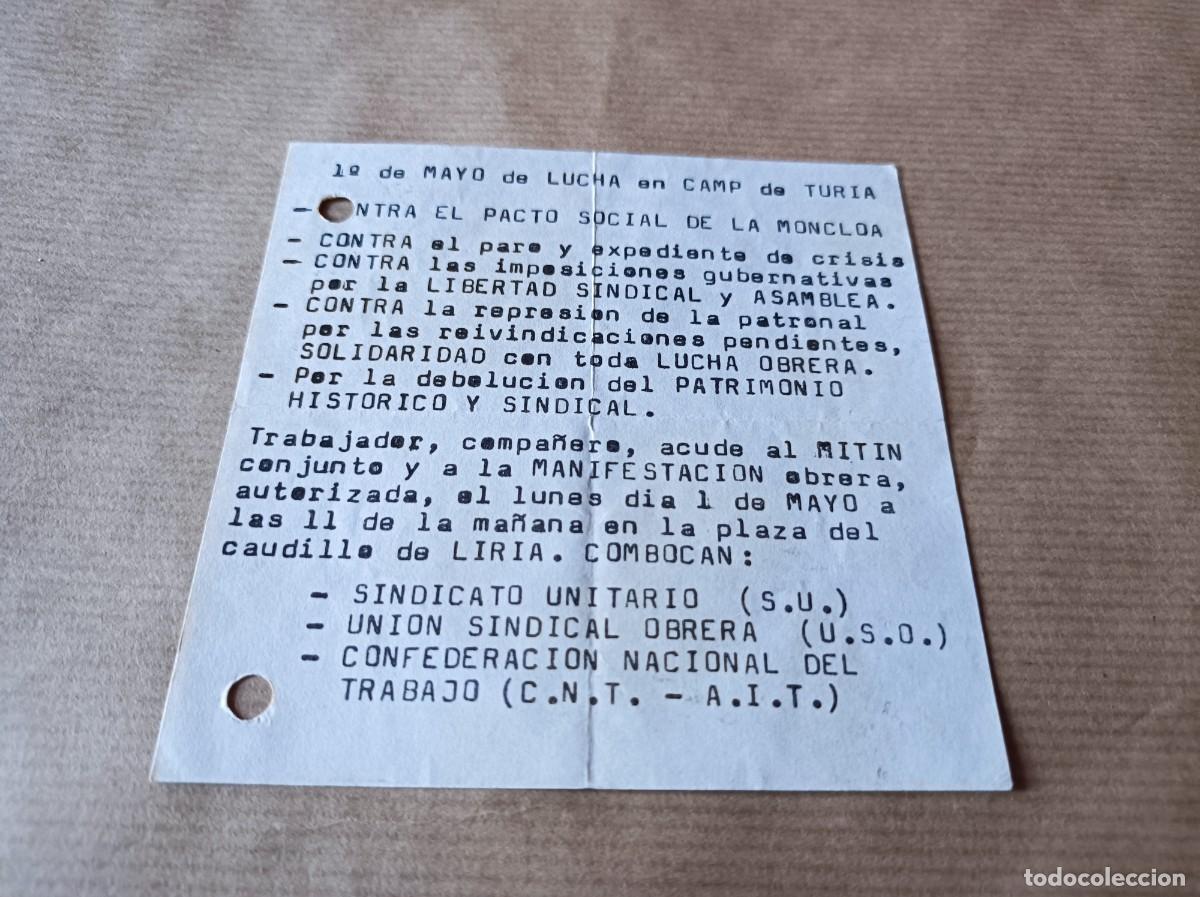 Coleccionismo: DOCUMENTO 1&ordm; DE MAYO CNT AIT - &Eacute;POCA TRANSICI&Oacute;N