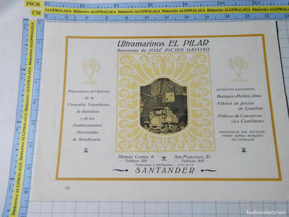 Sammelleidenschaft Papier: ANTIGUA L&Aacute;MINA DOBLE PUBLICIDAD ULTRAMARINOS EL PILAR SANTANDER / EFECTOS NAVALES CASIANO ARRARTE 24
