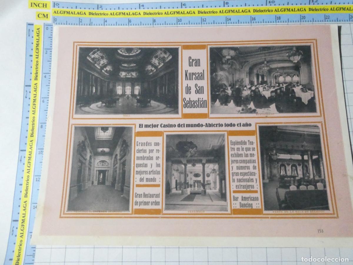 Colecionismo: ANTIGUA L&Aacute;MINA DOBLE PUBLICIDAD CASINO GRAN KURSAAL DE SAN SEBASTIAN / VIUDA TOMAS GROS 25