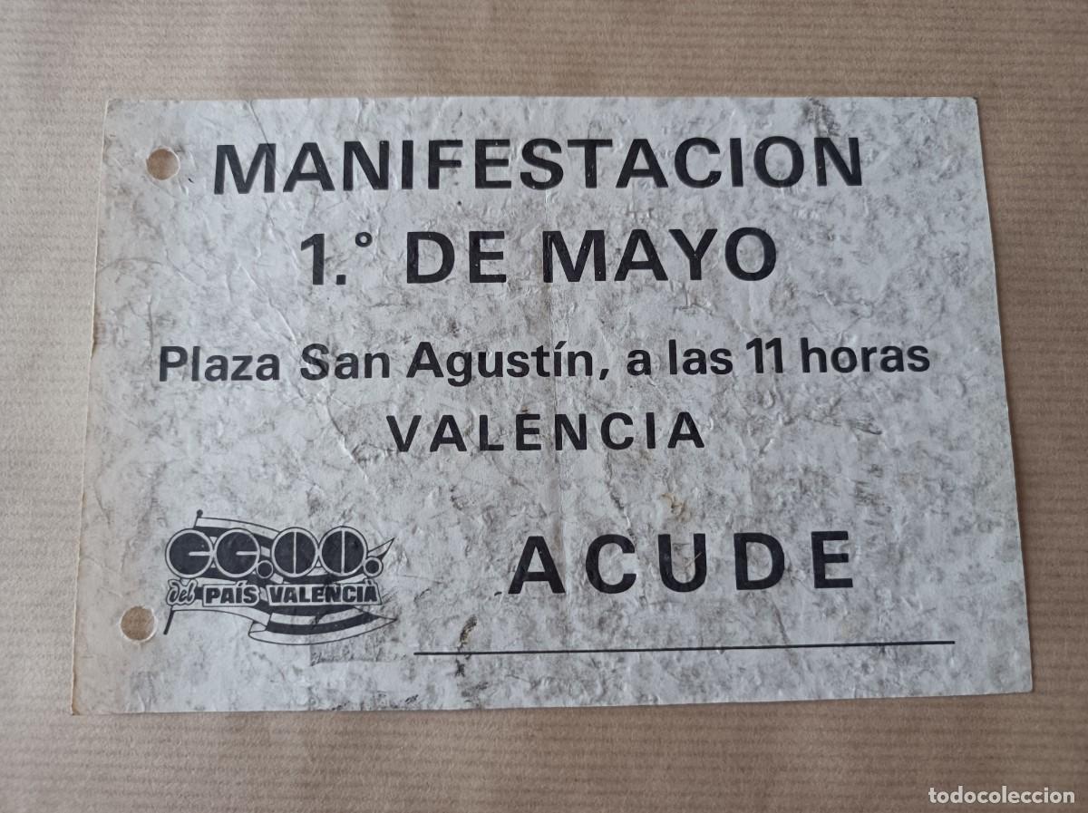 Coleccionismo: DOCUMENTO 1&ordm; DE MAYO COMISIONES OBRERAS CCOO VALENCIA - &Eacute;POCA TRANSICI&Oacute;N
