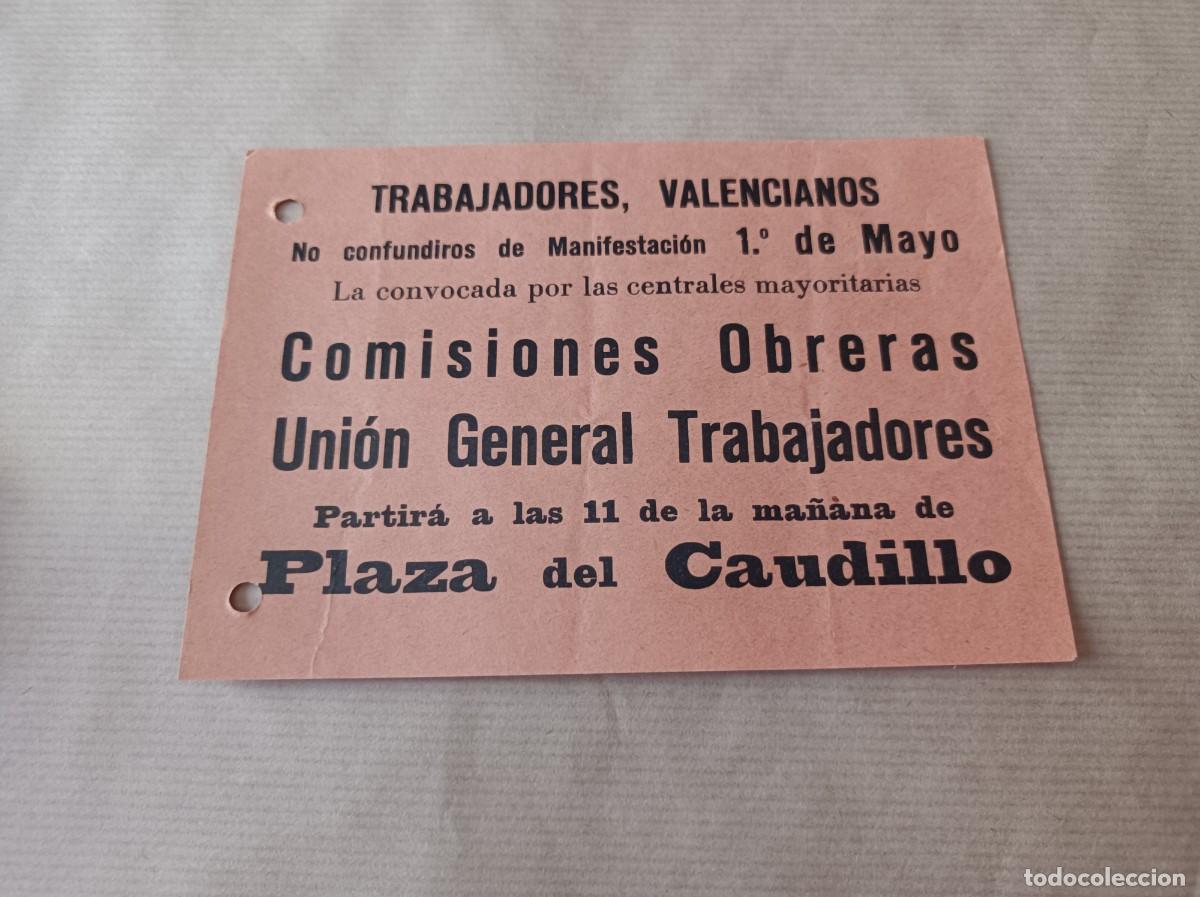 Coleccionismo: DOCUMENTO 1&ordm; DE MAYO COMISIONES OBRERAS CCOO VALENCIA - &Eacute;POCA TRANSICI&Oacute;N
