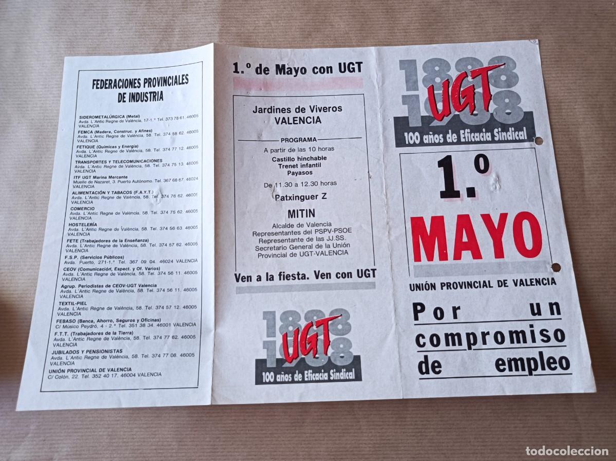 Coleccionismo: DOCUMENTO 1&ordm; DE MAYO UGT - &Eacute;POCA TRANSICI&Oacute;N - Foto 1