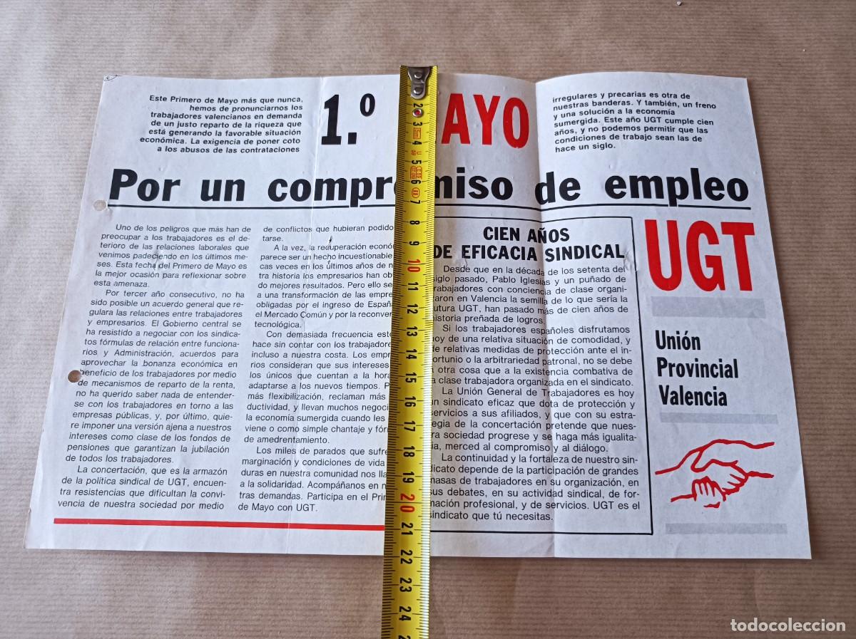 Coleccionismo: DOCUMENTO 1&ordm; DE MAYO UGT - &Eacute;POCA TRANSICI&Oacute;N - Foto 3