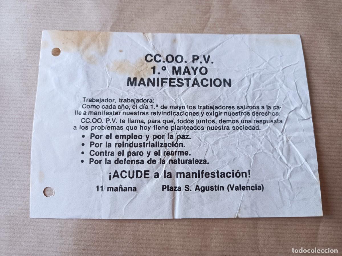 Coleccionismo: DOCUMENTO 1&ordm; DE MAYO COMISIONES OBRERAS CCOO - &Eacute;POCA TRANSICI&Oacute;N