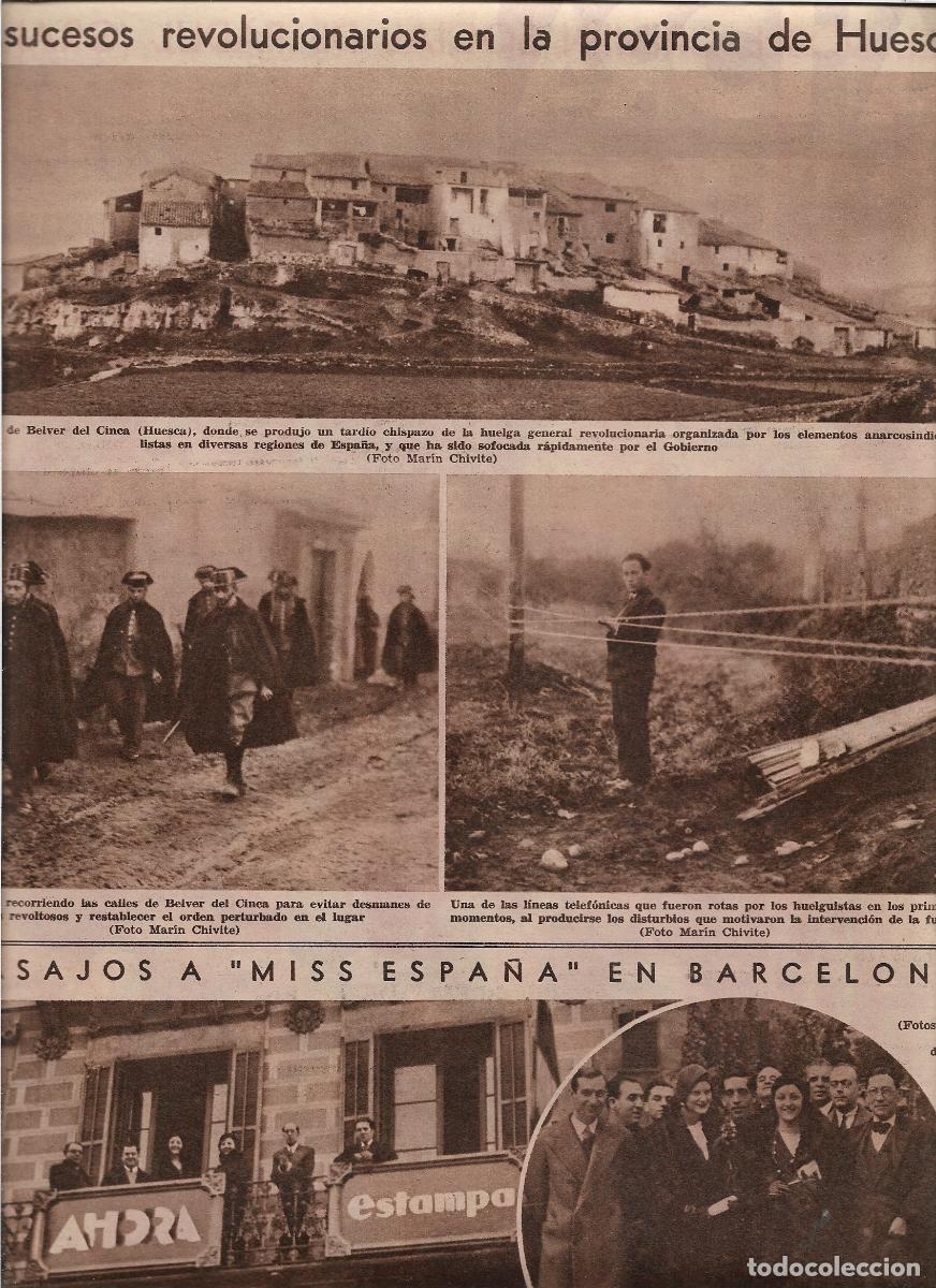 Coleccionismo: A&Ntilde;O 1932 RECORTE PRENS BELVER DEL CINCA HUESCA HUELGA DISTURBIOS GUARDIA CIVIL LINEA TELEFONICA ROTA