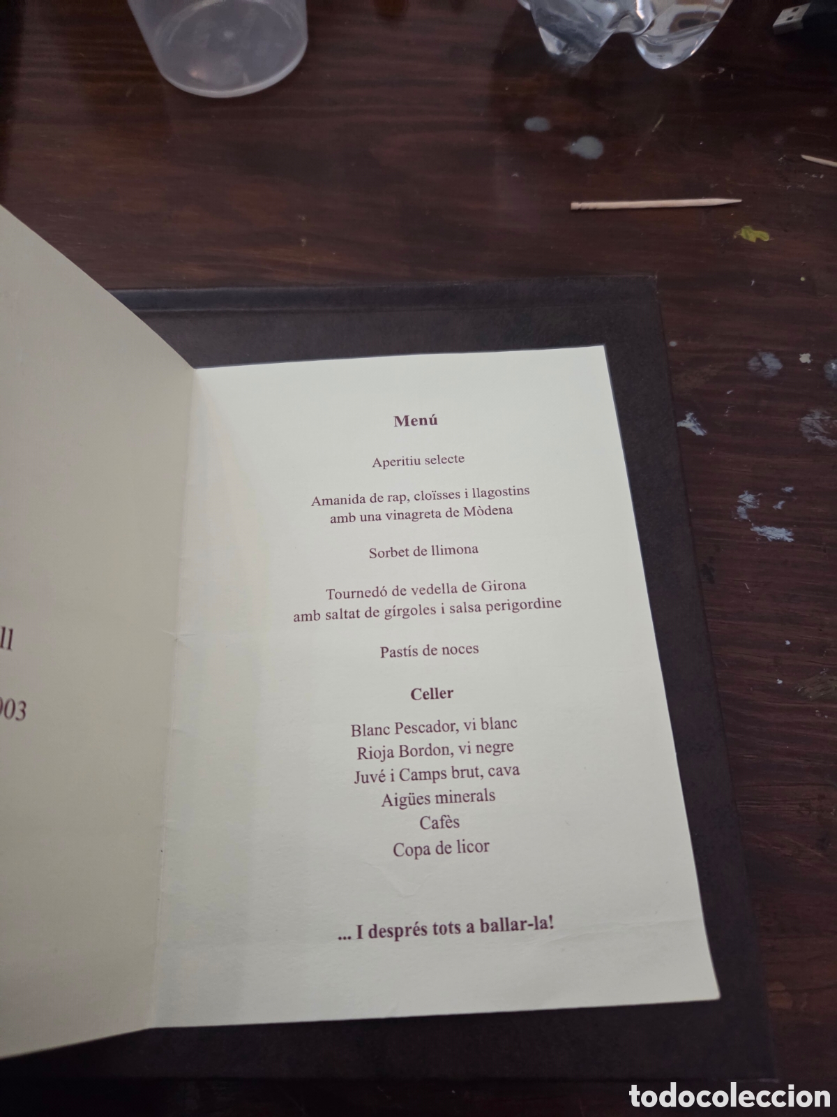 Coleccionismo: Menu de boda del 2003 - Foto 2