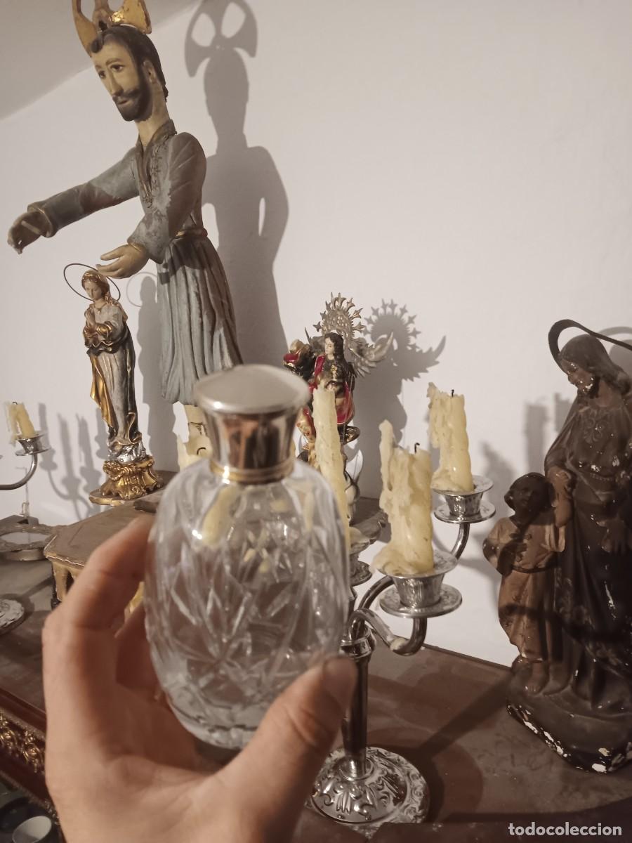 Coleccionismo: Conjunto tocador tallado con tapas de plata de ley - Foto 3