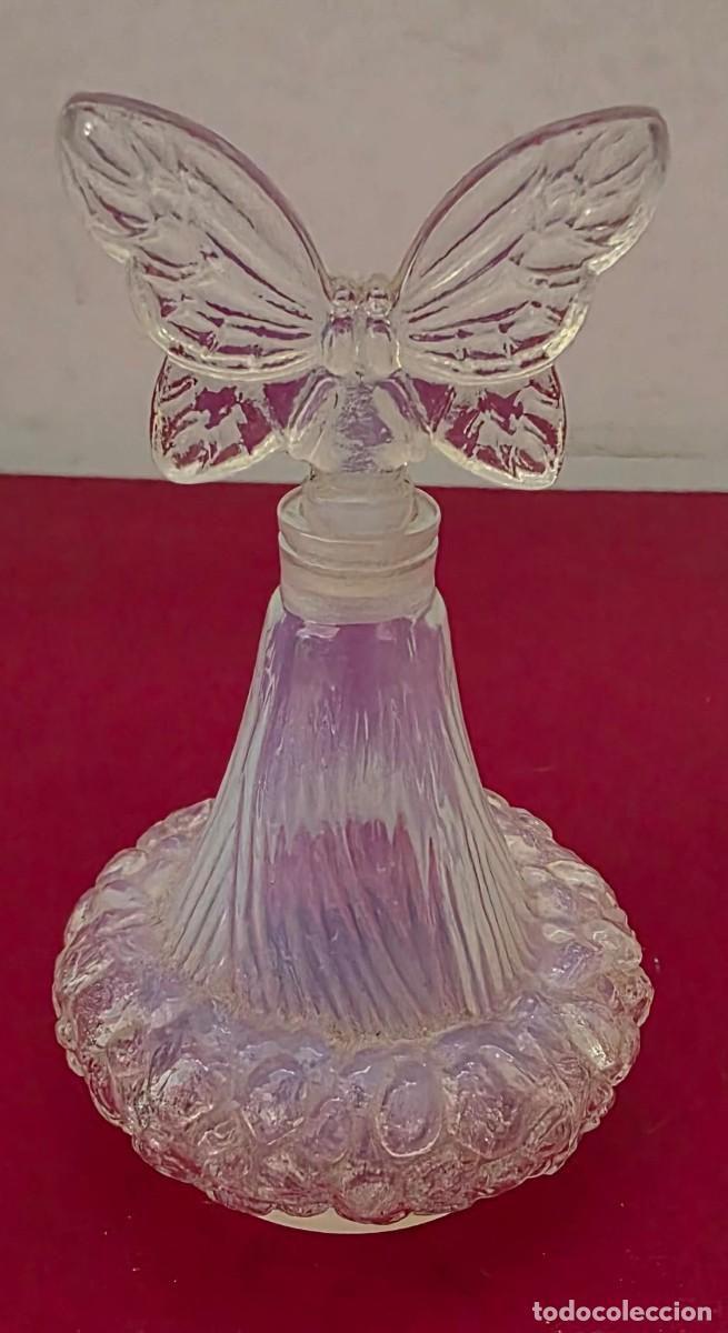 Collectionnisme: Frasco vintage de colonia con tapa en forma de mariposa &ndash; cristal decorativo (11&times;7 cm)