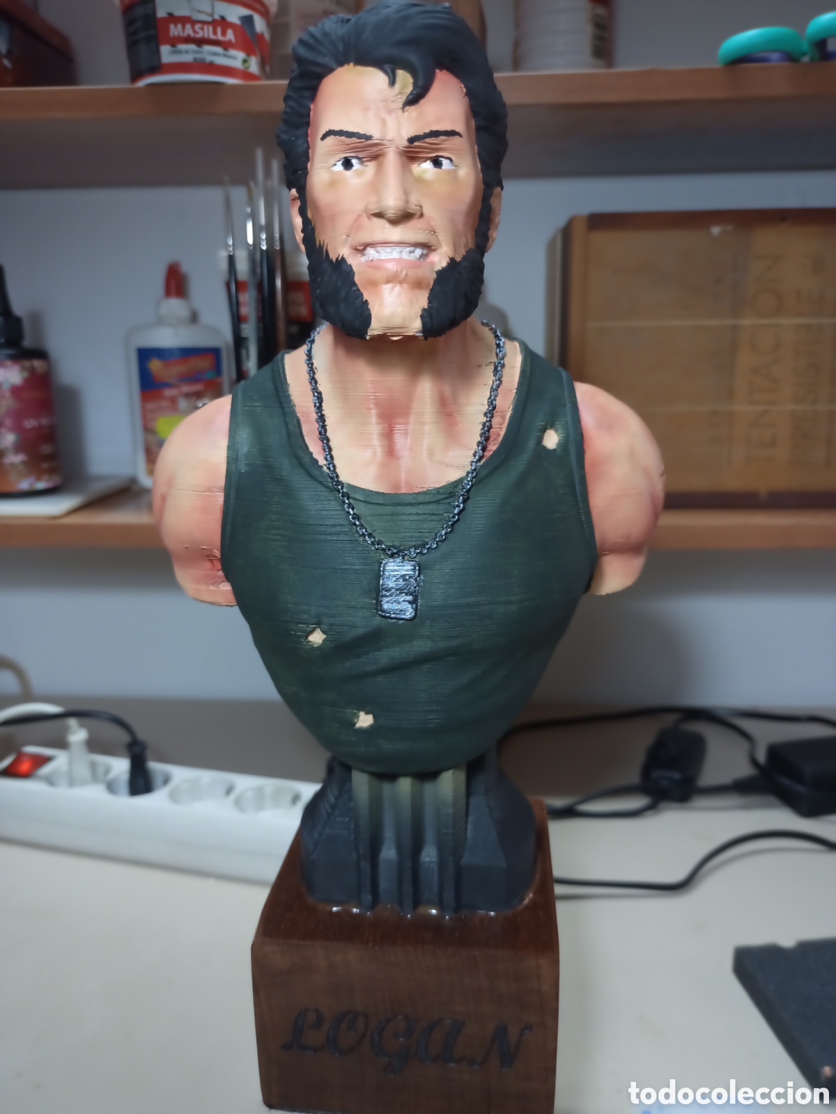 Coleccionismo: Busto de logan lobezno pintado - Foto 2