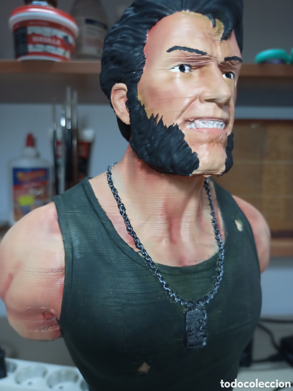 Coleccionismo: Busto de logan lobezno pintado - Foto 1