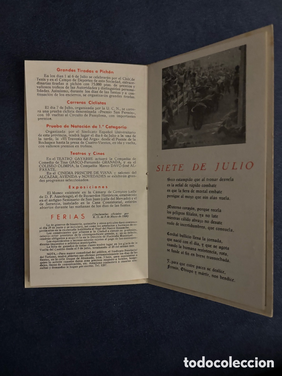 Coleccionismo: Programa San Fermin 1945 - Pamplona - Foto 8