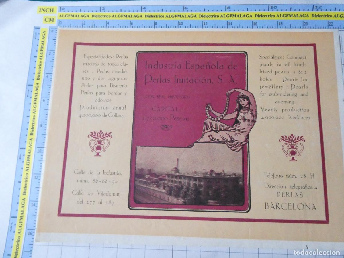Sammelleidenschaft Papier: ANTIGUA L&Aacute;MINA DOBLE PUBLICIDAD PERLAS IMITACI&Oacute;N INDUSTRIA ESPA&Ntilde;OLA BARCELONA TEXTIL CASACUBERTA 32