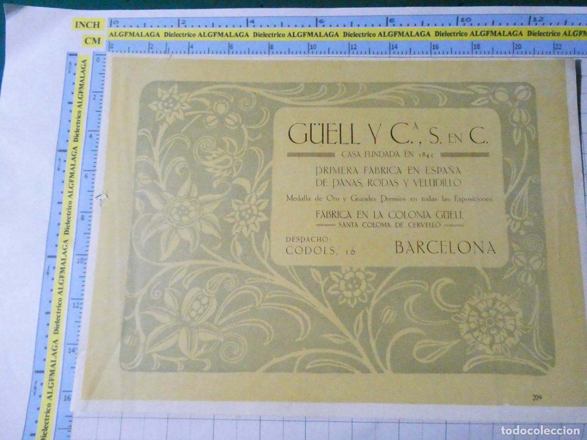 Colecionismo: ANTIGUA L&Aacute;MINA DOBLE PUBLICIDAD TEXTIL G&Uuml;ELL Y CIA SANTA COLOMA CERVELLO / BANCOINFORMES 35