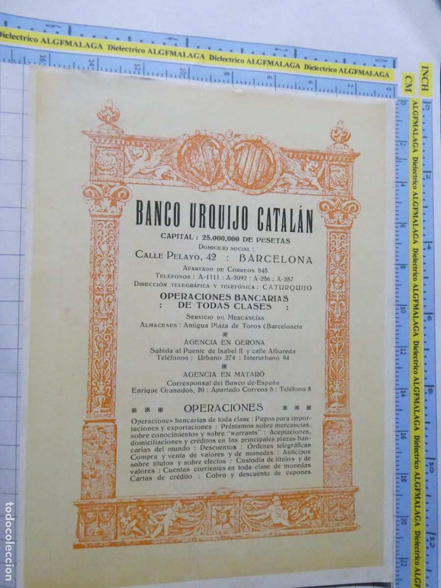 Collezionismo: ANTIGUA L&Aacute;MINA DOBLE PUBLICIDAD BANCO URQUIJO CATAL&Aacute;N / MUEBLES COMAS BARCELONA 43