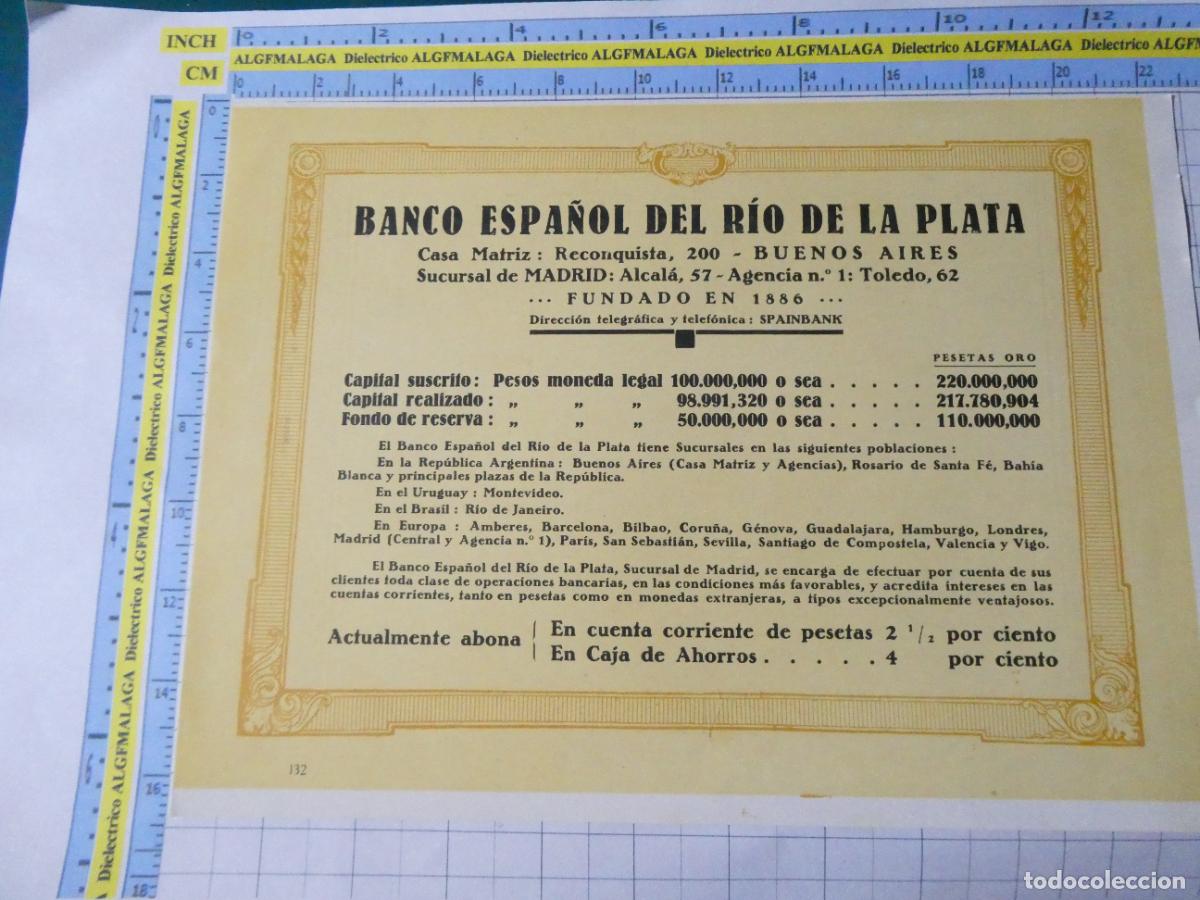 Collezionismo: ANTIGUA L&Aacute;MINA DOBLE PUBLICIDAD BANCO ESPA&Ntilde;OL RIO DE LA PLATA / BANCO DE VITORIA 46