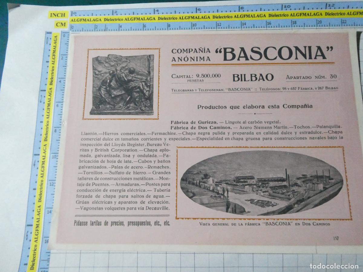 Collezionismo: ANTIGUA L&Aacute;MINA DOBLE PUBLICIDAD F&Aacute;BRICAMETALURGIA BASCONIA BILBAO GURIEZO / DOS CAMINOS 51
