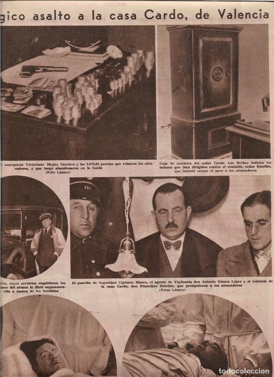 Coleccionismo: 1932 RECORTE PRENS VALENCIA TRAGICO ASALTO A LA CASA CARDO VICTORIANO MEJIAS SANCHEZ HERIDOS MUERTOS